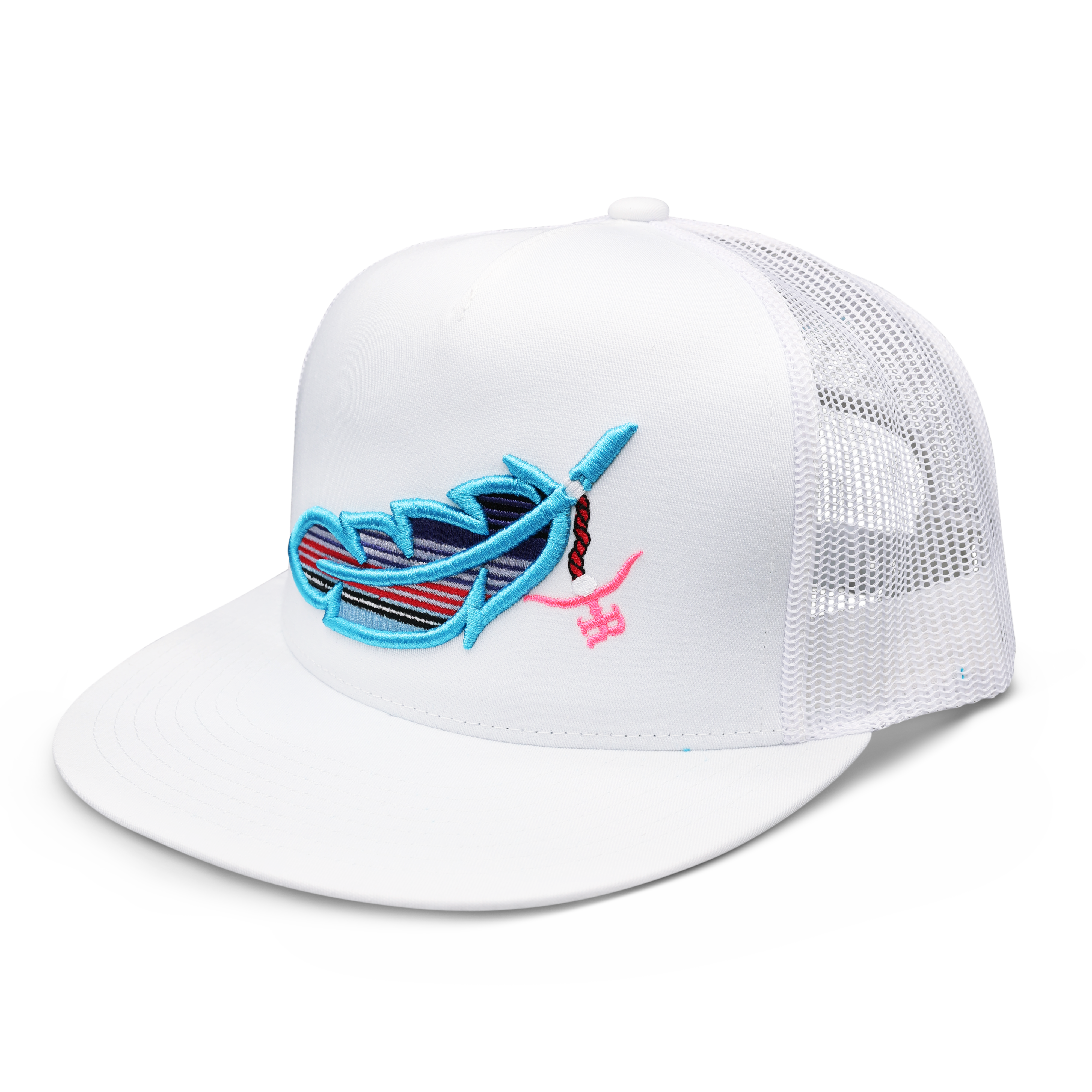 【if you have/Feather Hat】 Feathered Outlaw- White /Sky Blue Feather – The Rancher Hat Co.