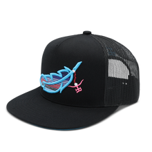 Feathered Outlaw - Black / Sky Blue - Flat Bill