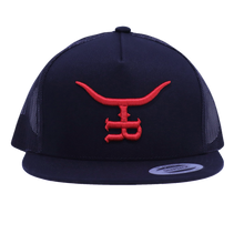 Load image into Gallery viewer, &quot;Bl33ding Bull&quot;- Flat bill Trucker Snapback
