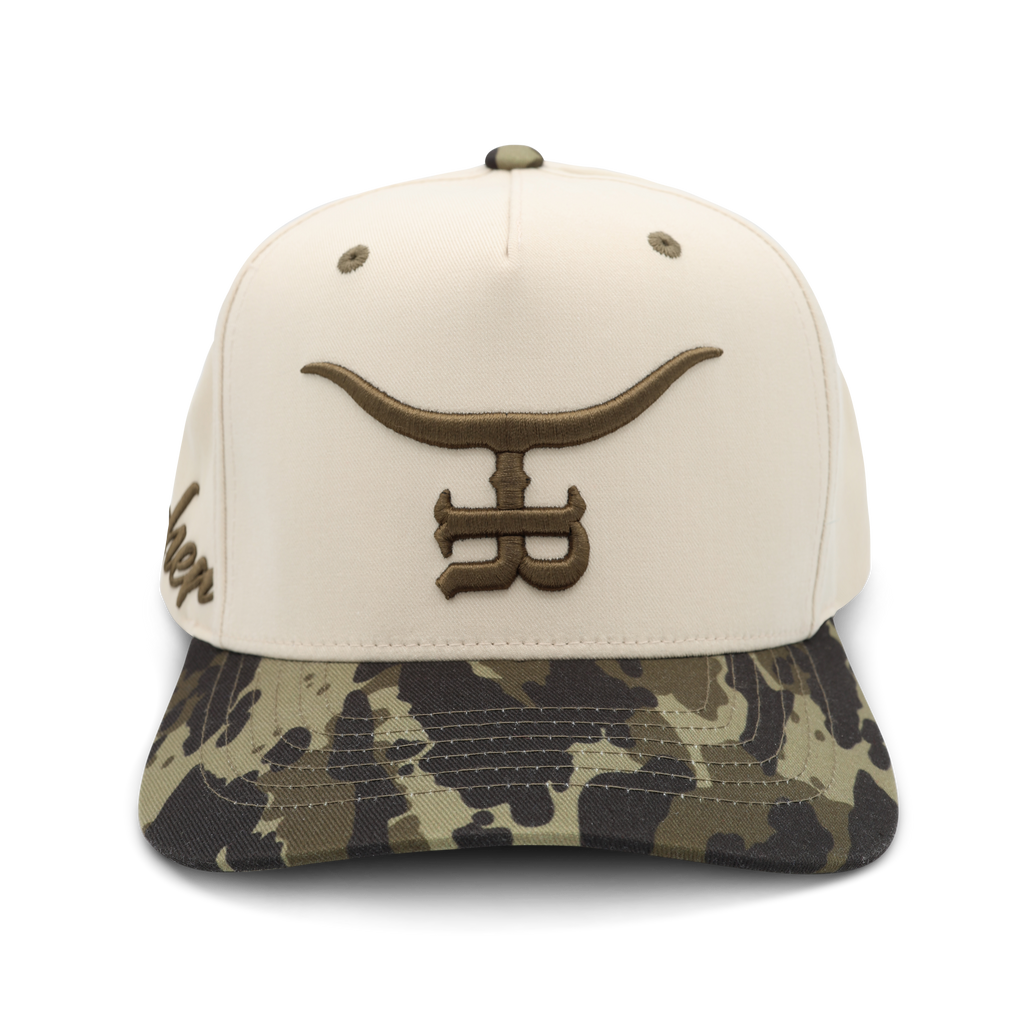 OUTLAW CAMO A-Frame (Curved Bill) - The Rancher Hat Co.