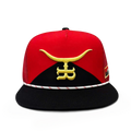 World Champion trucker hat in red and black with the gold longhorn logo embroidered on the front panel