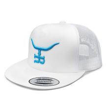 Load image into Gallery viewer, Teal- White Flatbill Trucker SnapBack
