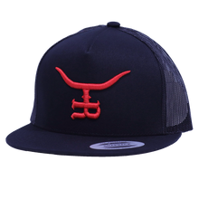 Load image into Gallery viewer, &quot;Bl33ding Bull&quot;- Flat bill Trucker Snapback
