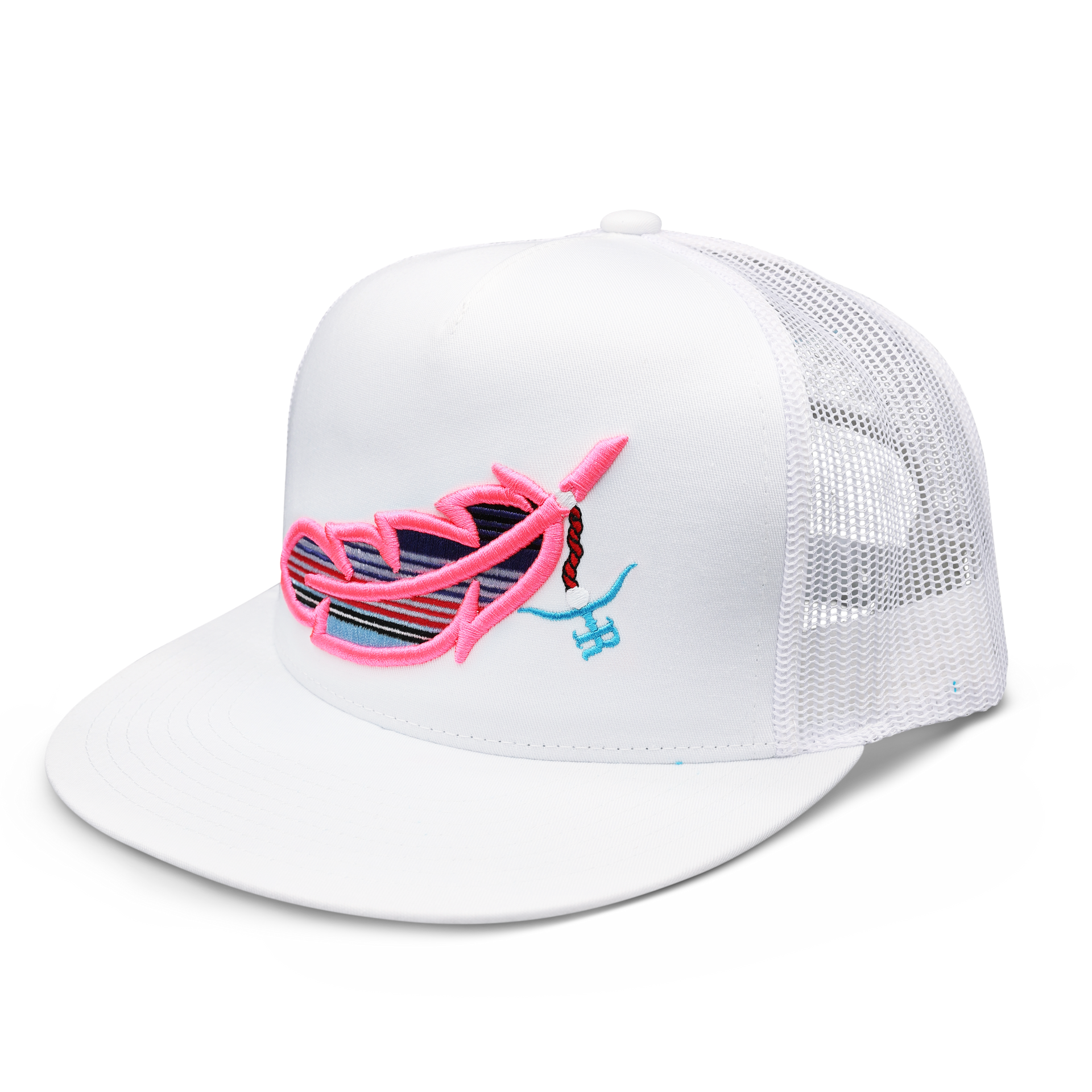 Feathered Outlaw” -Hot Pink Feather(WHT) – The Rancher Hat Co.