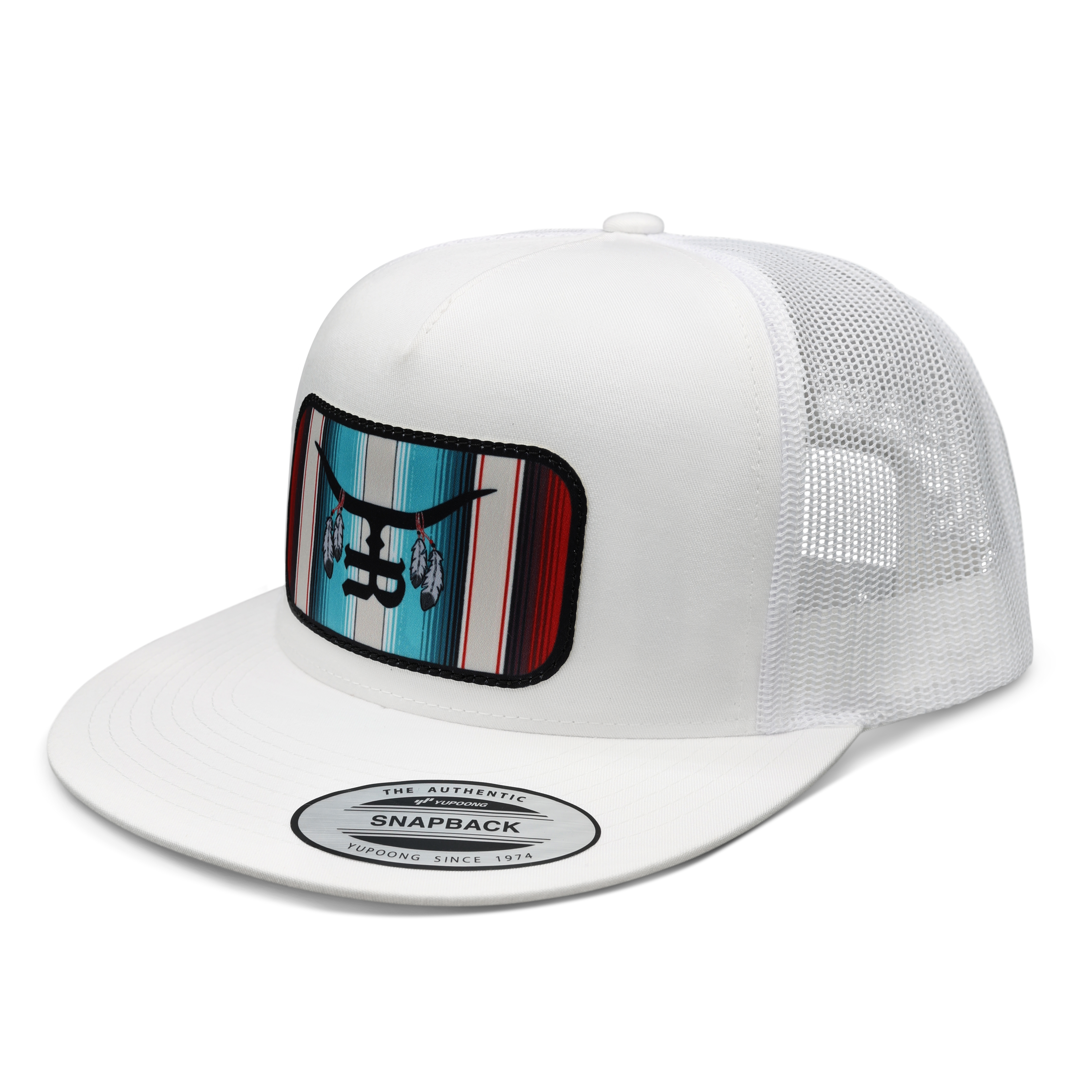 “Sitting Bull” - White Flatbill Trucker SnapBack