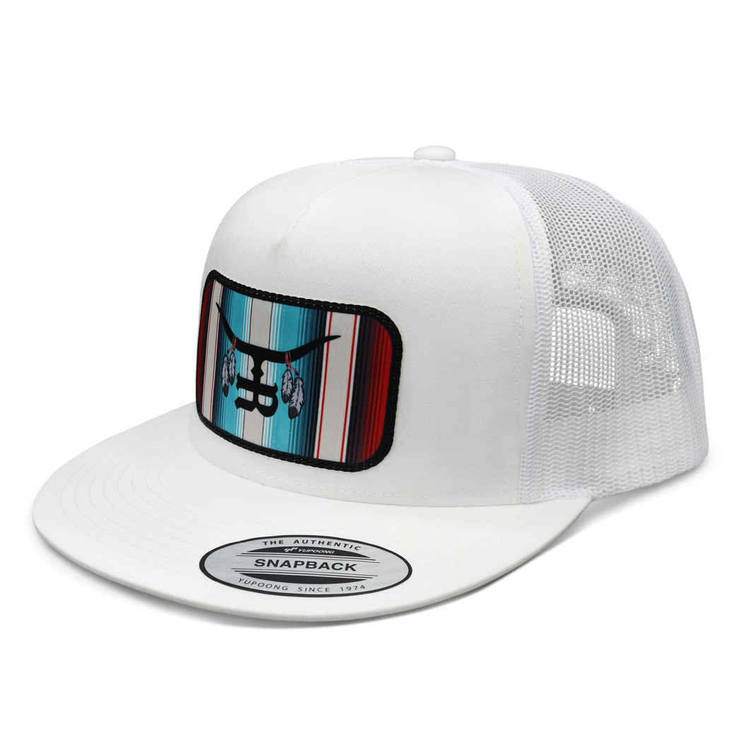 “Sitting Bull” - White Flatbill Trucker SnapBack