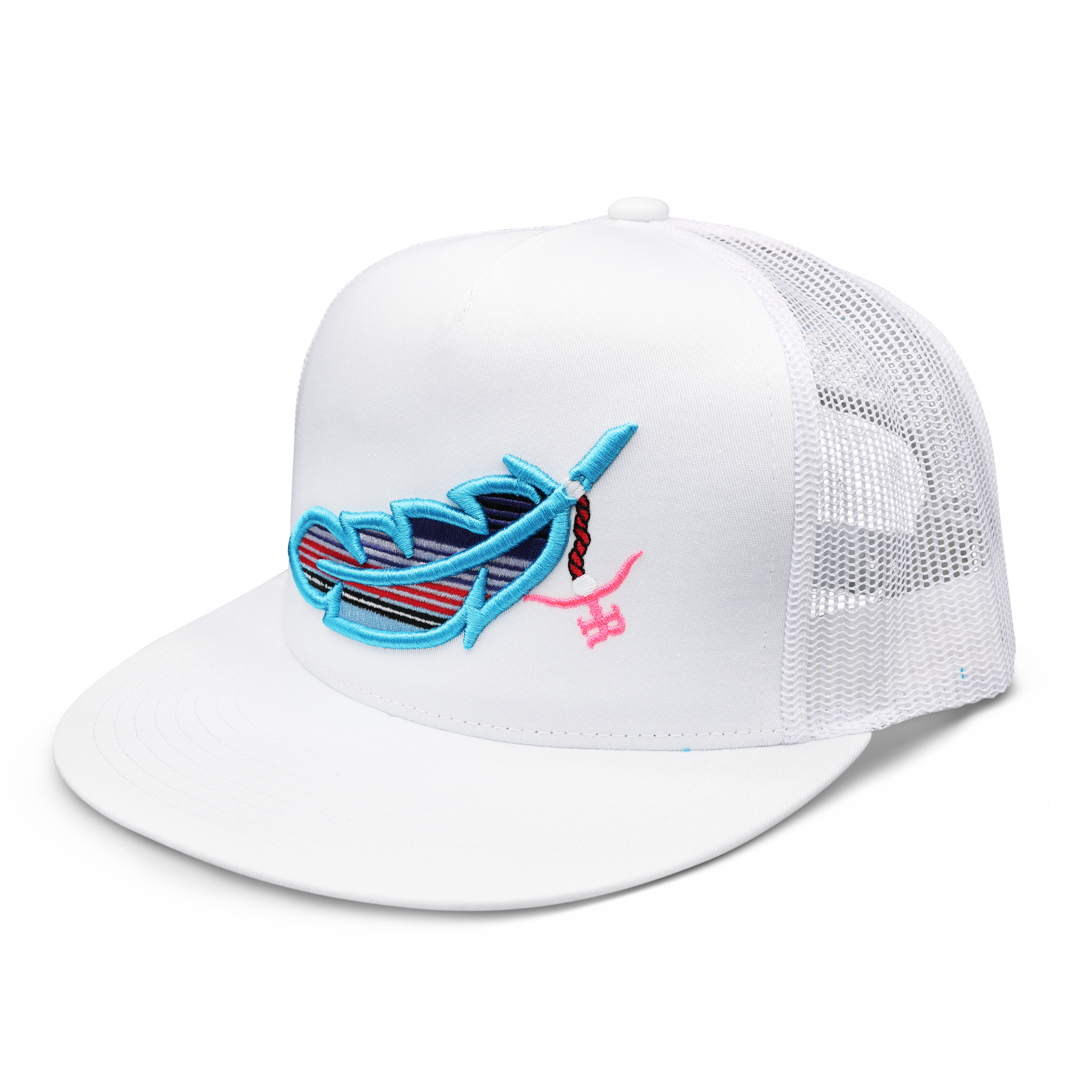 Feathered Outlaw- White /Sky Blue Feather