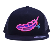 “Feathered Outlaw” -BLK Hot Pink Feather