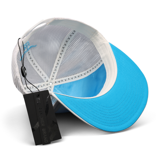 Feathered Outlaw- White /Sky Blue Feather