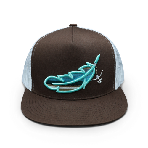 Feathered Outlaw- Brown/Turquoise Feather