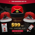 World Champion Bundle by The Rancher Hat Co. — all three trucker hats from the drop stacked together with the pin kit tin and sticker pack