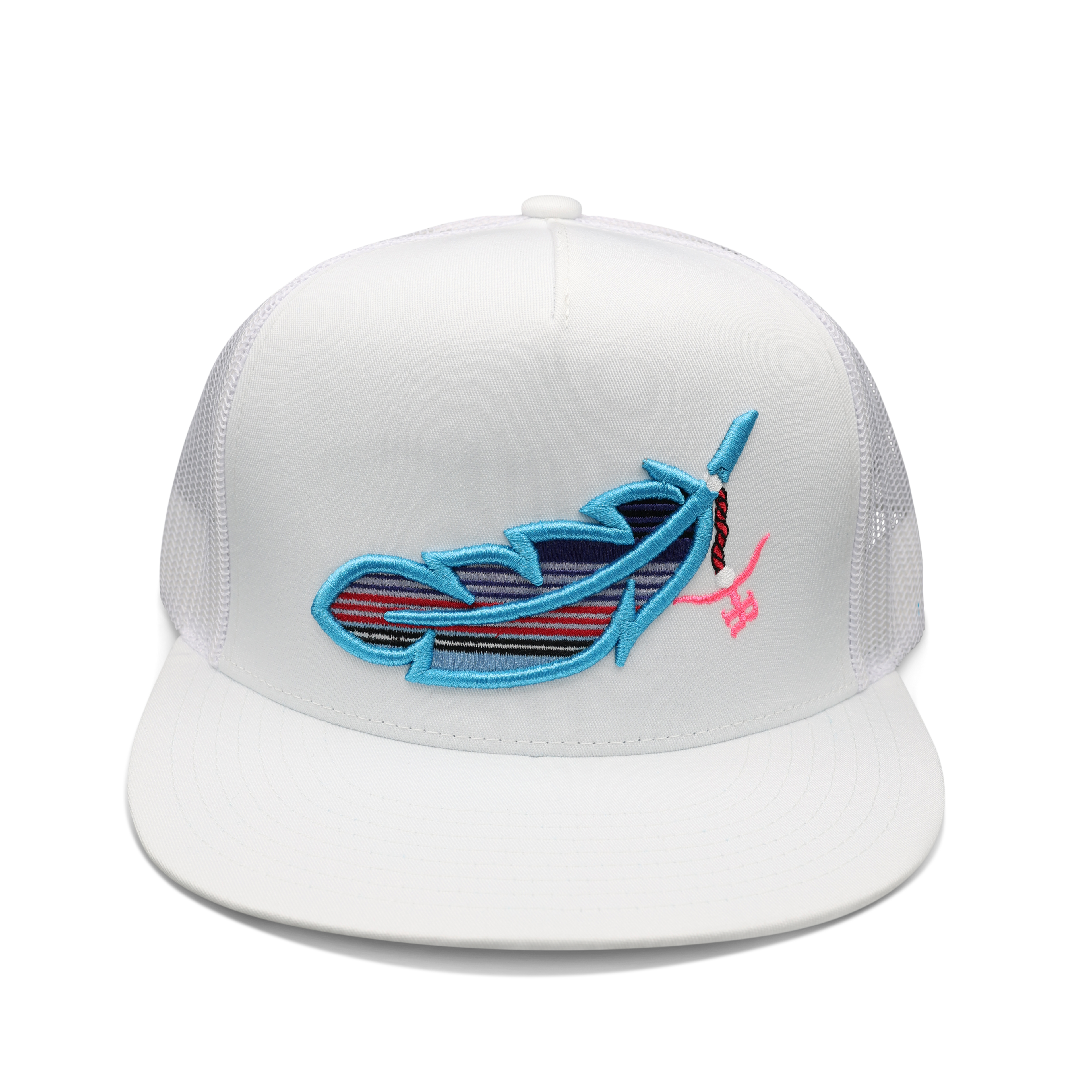 Feathered Outlaw- White /Sky Blue Feather