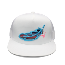 Load image into Gallery viewer, Feathered Outlaw- White /Sky Blue Feather
