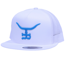 Load image into Gallery viewer, Teal- White Flatbill Trucker SnapBack
