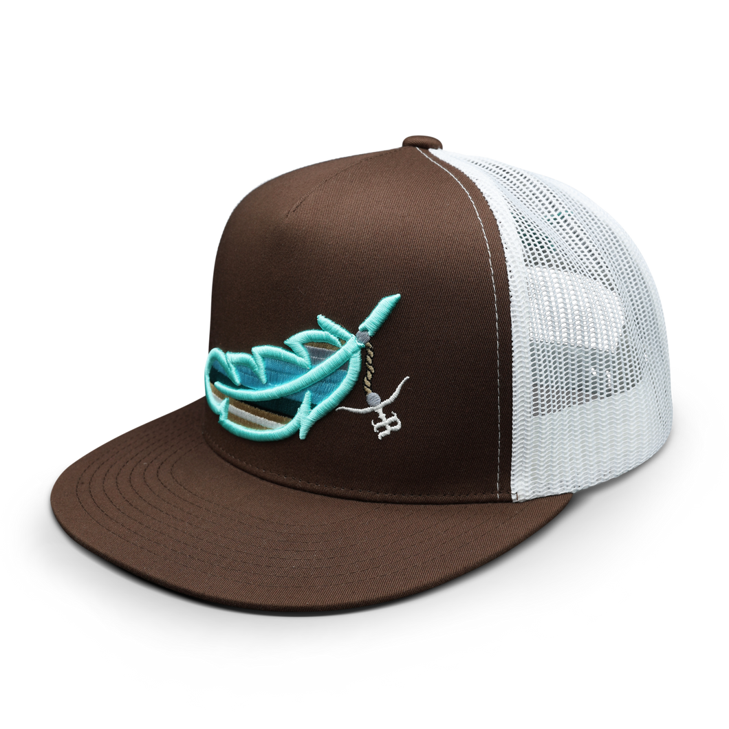 Feathered Outlaw- Brown/Turquoise Feather