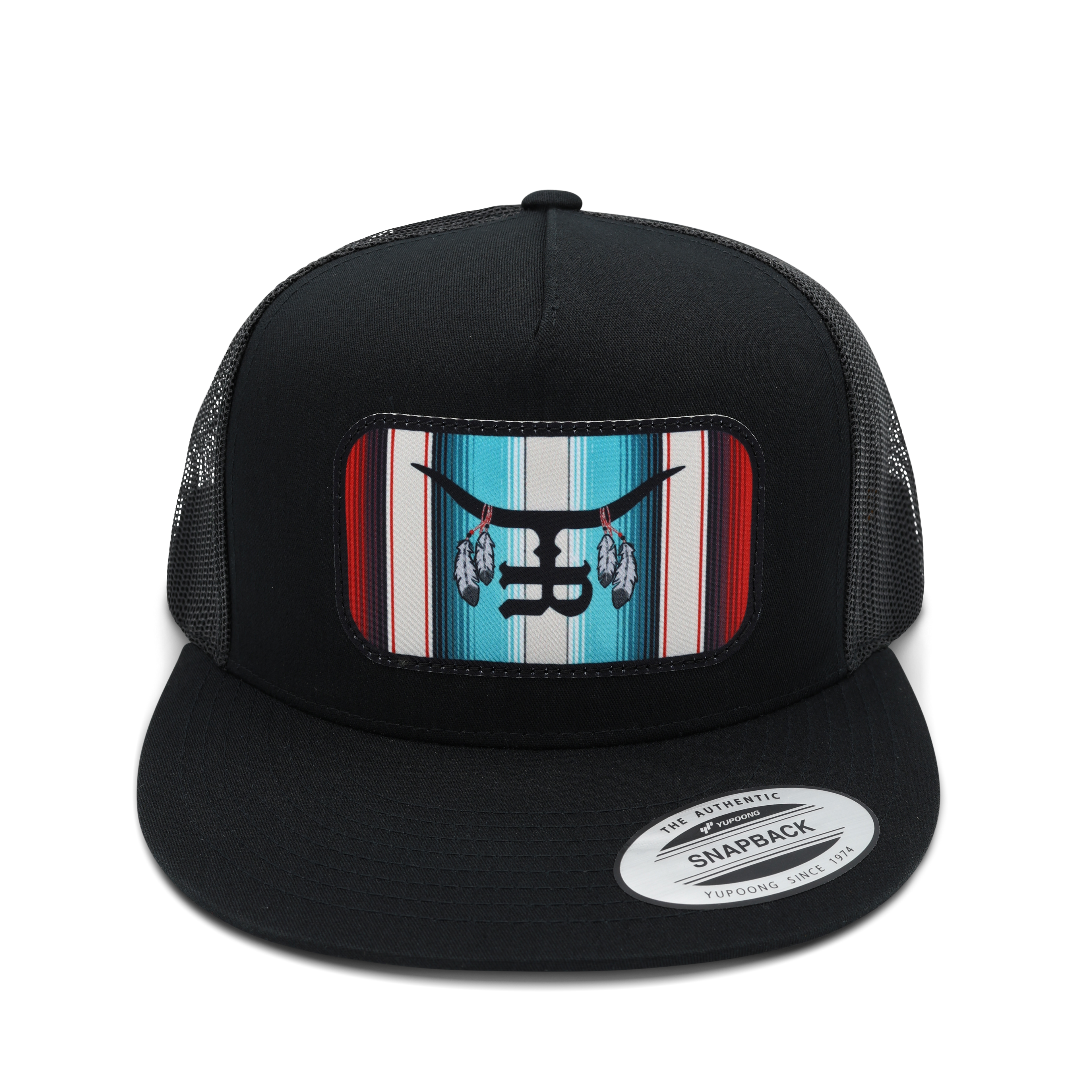 "Sitting Bull"- Black Flat Bill Trucker Snapback