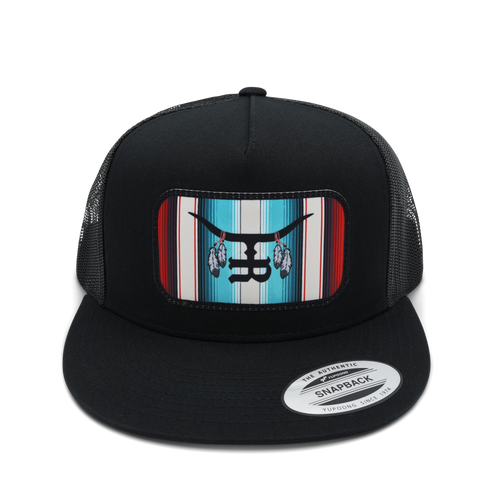 "Sitting Bull"- Black Flat Bill Trucker Snapback