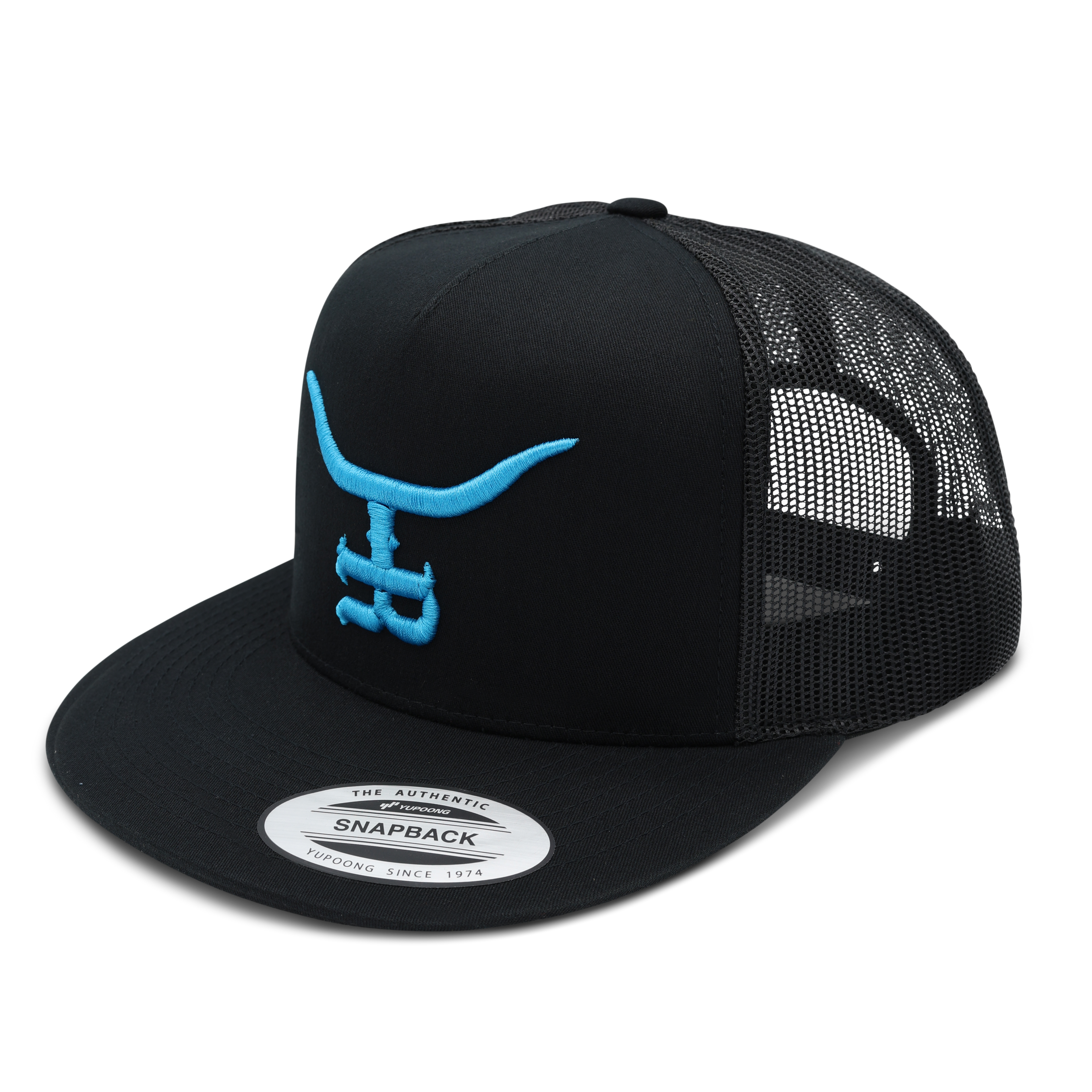Teal- blk Flat bill Trucker Snapback