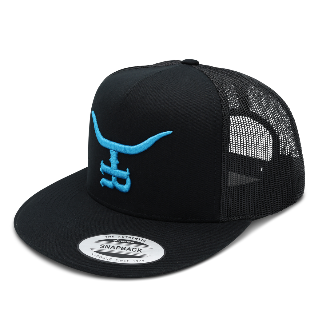 Teal- blk Flat bill Trucker Snapback