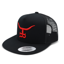 Load image into Gallery viewer, &quot;Bl33ding Bull&quot;- Flat bill Trucker Snapback

