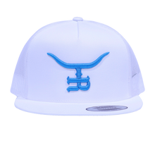 Load image into Gallery viewer, Teal- White Flatbill Trucker SnapBack
