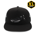XL FIT- Total Blk Feathered Outlaw Flatbill Trucker Snapback